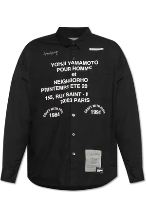 Y-3 Skjorte, Herre, Sort, L, Bomuld, Skjorte med tryk