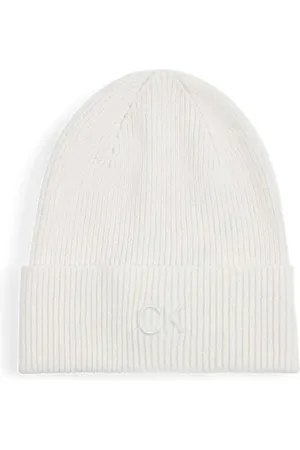 Calvin Klein Tilbehør, Dame, Hvid, ONE SIZE, Bomuld, Luksus Bomuld Cashmere Blend Kasket