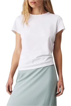 Calvin Klein Top, Dame, Hvid, M, Satin, Satin Slim T-Shirt Elegant Moderne