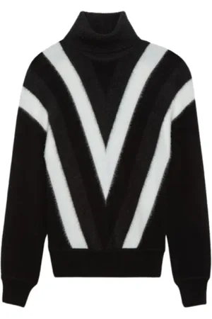 Saint Laurent Strik, Herre, Sort, S, Uld, Sort Chevron Uld Turtleneck fra