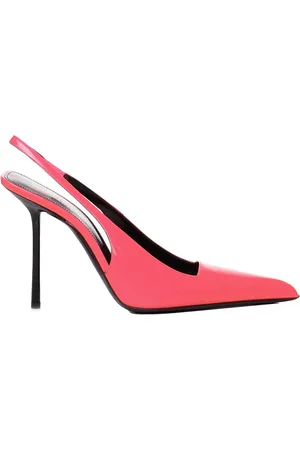 Saint Laurent Sko, Dame, Lyserød, 36 EU, Læder, Korallfarvede laklæder mules med hæl