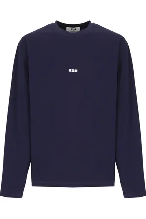 Msgm Top, Herre, Blå, XL, Bomuld, Blå Bomuldst-shirt med Logo