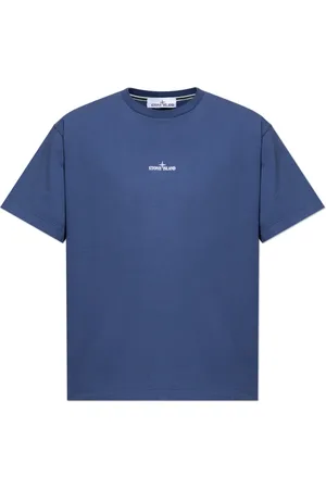 Stone Island Top, Herre, Blå, L, Bomuld, T-shirt med trykt logo