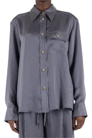 Khaite Bluser & Skjorter, Dame, Blå, 2XS, Uld, Navy / Hvid Skjorte