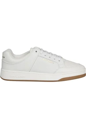 Saint Laurent Sko, Herre, Hvid, 41 1/2 EU, Læder, Perforerede Læder Low-Top Sneakers