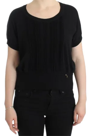 Roberto Cavalli Strik, Dame, Sort, XL, Nylon, Kortærmet sweater