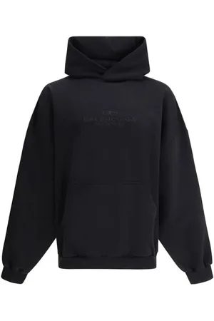 Balenciaga Sweathshirts & Hoodies, Herre, Sort, XS, Bomuld, Oversize Hættetrøje med Ribkant