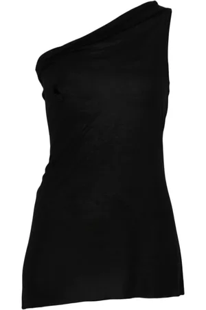Rick Owens Top, Dame, Sort, S, Bomuld, Asymmetrisk Ærmeløs Top med Halsudskæring