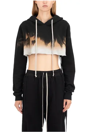 Rick Owens Sweathshirts & Hoodies, Dame, Sort, S, Bomuld, Cropped Hoodie Terra