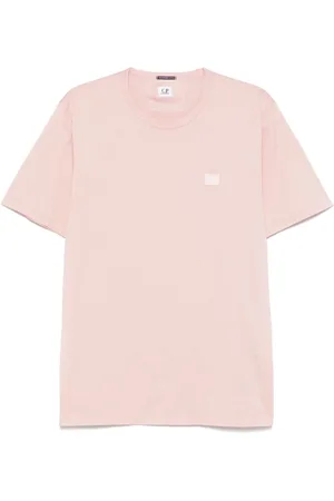 C.P. Company Top, Herre, Lyserød, S, Lyserød Logo Patch Crew Neck T-shirt