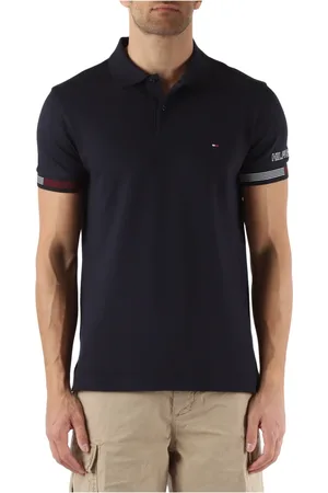 Tommy Hilfiger Top, Herre, Blå, L, Bomuld, Slim Fit Bomuld Viskose Polo Shirt med Logo Broderi