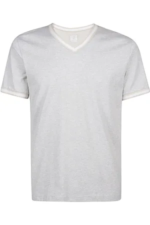ELEVENTY Strik, Herre, Grå, L, Bomuld, V-hals Bomuld Jersey T-shirt