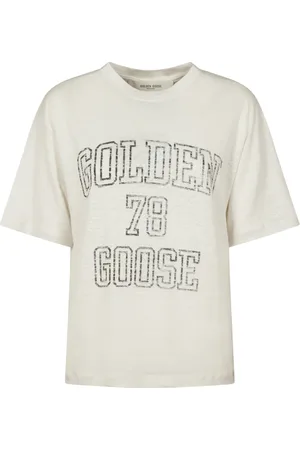 Golden Goose Top, Dame, Hvid, M, Journey Boxy T-shirt i let hørjersey