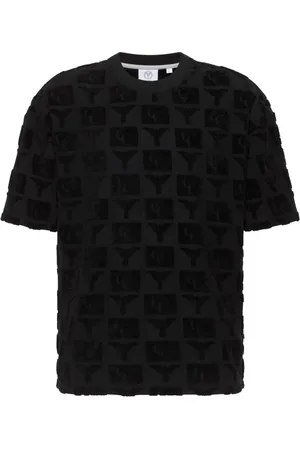 Carlo Colucci Top, Herre, Sort, XL, Uld, Oversize T-shirt med Terry Indsætninger
