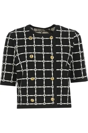 Elisabetta Franchi Strik, Dame, Sort, XL, Sort Sweater med Korte Ærmer