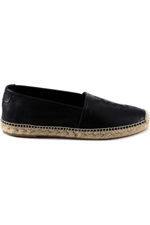 Saint Laurent Sko, Herre, Sort, 45 EU, Læder, Broderede Læder Espadriller