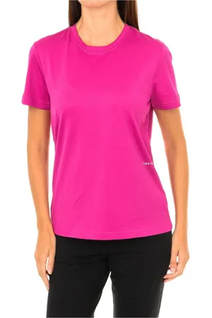 Calvin Klein Top, Dame, Lyserød, XS, Bomuld, Kortærmet rund hals t-shirt