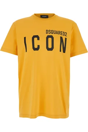 Dsquared2 Top, Herre, Gul, L, Bomuld, Gul Crewneck T-shirt med Logo Print