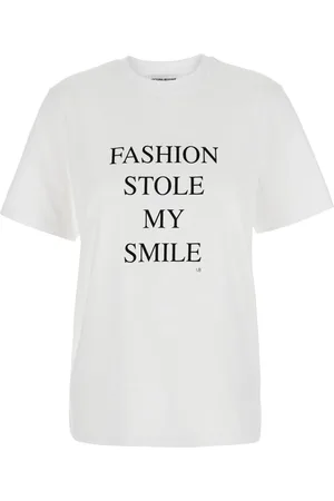Victoria Beckham Top, Dame, Hvid, M, Bomuld, Hvid Slogan Lettering Bomuld T-shirt Kvinde
