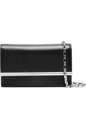 Alexander McQueen Taske, Dame, Sort, ONE SIZE, Uld, Sort Skuldertaske med Kortspor