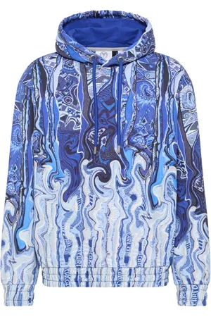 Carlo Colucci Sweathshirts & Hoodies, Herre, Blå, S, Kunstnerisk Strik Sweathoodie