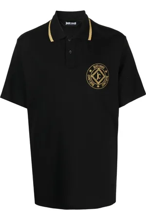 Roberto Cavalli Top, Herre, Sort, L, Bomuld, Sort kortærmet poloshirt