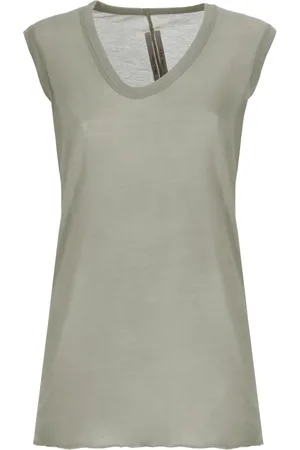 Rick Owens Top, Dame, Grøn, S, Bomuld, Grøn Bomuld V-Hals Ærmeløs Top