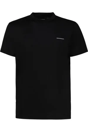 Emporio Armani Top, Herre, Sort, 2XL, Bomuld, Sort Logo Print Bomuld T-shirt