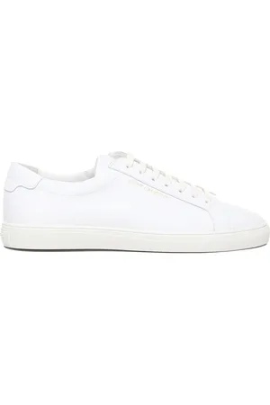 Saint Laurent Sko, Herre, Hvid, 40 EU, Uld, Hvide Low Lace Sneakers med Guld Logo