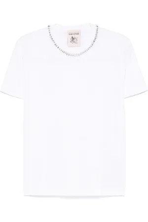 SEMICOUTURE Top, Dame, Hvid, M, Hvide Crew Neck T-shirts og Polos