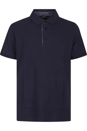 Etro Top, Herre, Blå, 2XL, Polo T-shirt med print og korte ærmer
