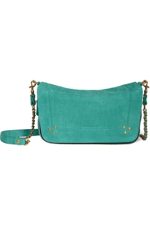 JÉRÔME DREYFUSS Taske, Dame, Grøn, ONE SIZE, Uld, Grøn læder skuldertaske med flap