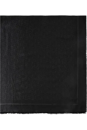 Elisabetta Franchi Tilbehør, Dame, Sort, ONE SIZE, Uld, Sort Logo Jacquard Pashmina Tørklæde