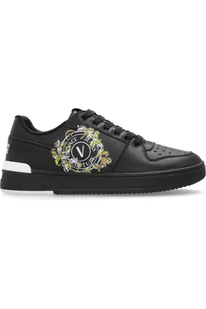 VERSACE Sko, Herre, Sort, 40 EU, Læder, Sneakers med trykt logo
