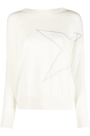 LORENA ANTONIAZZI Strik, Dame, Hvid, M, Bomuld, Hvid Bådhals Sweater Casual Stil
