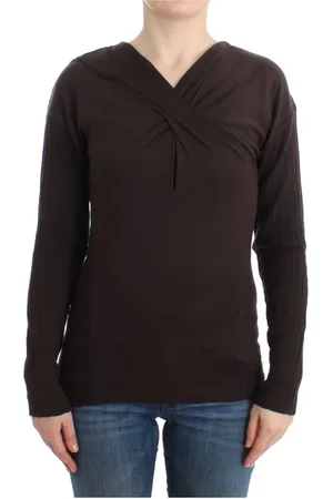 Roberto Cavalli Top, Dame, Brun, M, Uld, Keyhole Strikket Uld Sweater