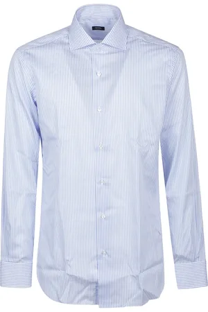 BARBA Skjorte, Herre, Blå, 2XL, Bomuld, Afslappet Hals Skjorte