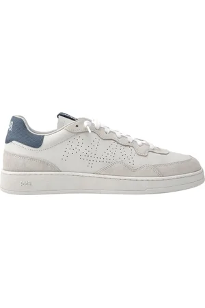 P448 Sko, Herre, Hvid, 40 EU, Hvide Sneakers med Blå Detaljer