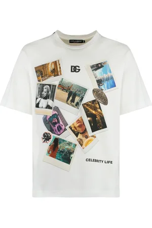 Dolce & Gabbana Top, Herre, Hvid, M, Bomuld, Ribbet crew-neck T-shirt i bomuld