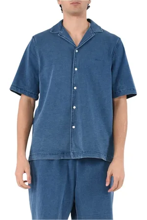 Purple Brand Skjorte, Herre, Blå, 2XL, Bomuld, Blå Jersey Skjorte med Broderet Logo