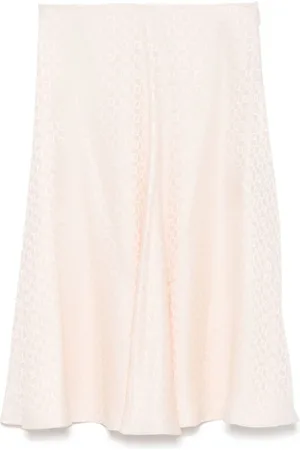 Fendi Nederdel, Dame, Lyserød, S, Midi silke jacquard nederdel fersken