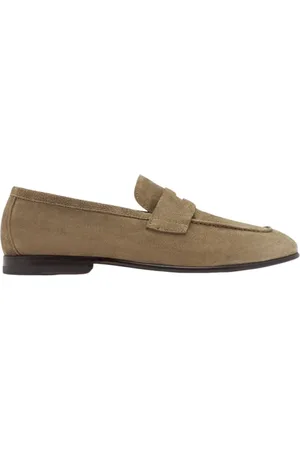 Scarosso Sko, Herre, , 43 1/2 EU, Læder, Grå Ruskind Penny Loafers