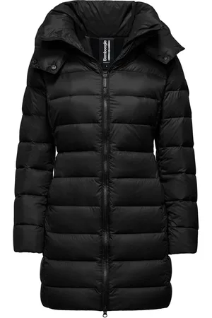 Bomboogie Frakke, Dame, Sort, XL, Nylon, Slim Stretch Nylon Dunjakke med Aftagelig Hætte