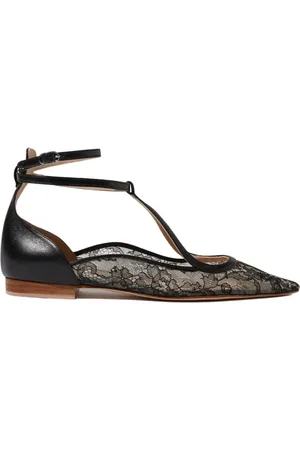 Scarosso Sko, Dame, Sort, 38 1/2 EU, Læder, Gae Pizzo Lace Ballerinaer