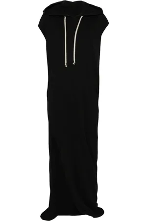 Rick Owens Kjole, Dame, Sort, S, Bomuld, Kjole med hætte og slidsdetaljer