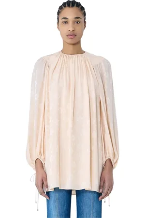 Chloé Bluser & Skjorter, Dame, Lyserød, S, Blomstret Jacquard Silkekjole