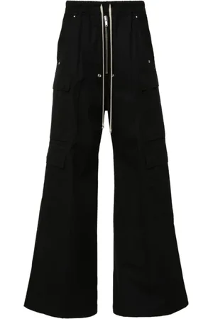 Rick Owens Bukser, Herre, Sort, XL, Bomuld, Cargo Belts Wide Bukser