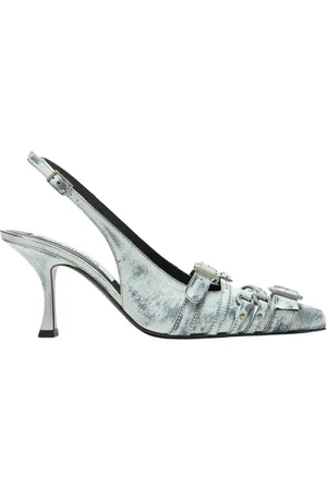 Acne Studios Sko, Dame, Flerfarvet, 40 EU, Læder, Læder Hæl Slingbacks i Hvid/Sort