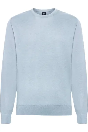 Boggi Milano Strik, Herre, Blå, 2XL, Bomuld, Bomuld rund hals sweater 12gg