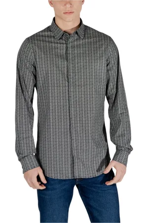 Armani Exchange Skjorte, Herre, Sort, XS, Geometrisk Mønster Skjorte med Klassisk Krave